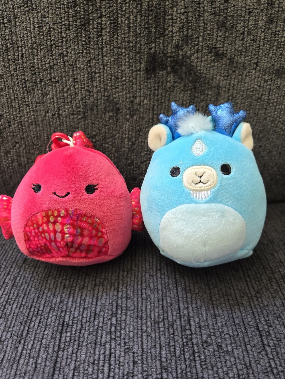 Squishmallows Keychains Barella Beta Fish & Xam The Kirin Stag
